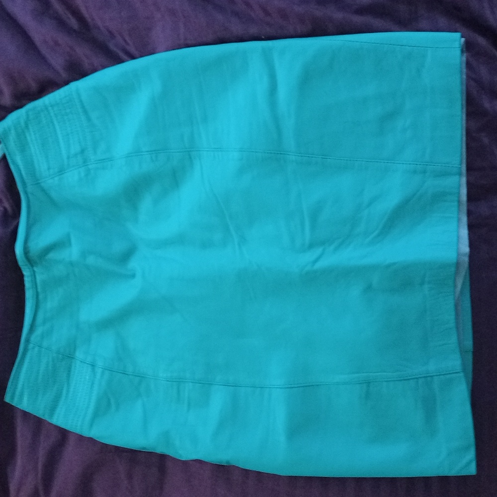 Turquoise genuine leather skirt.